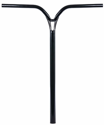 The Ethic DTC Deildegast V2 Steel Oversized HIC Stunt Scooter Bars in Black Mirror (770mm x 600mm) feature a Y-shaped design, made from durable 4130 Chromoly Steel, and are pictured against a white background.