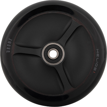 Drone Helios 1 110mm Stunt Scooter Wheel in black, featuring a three-spoke hollow core design and a central bearing.