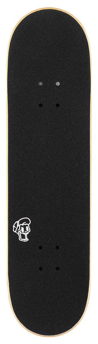 A black Enuff Abyss Jellyfish Complete Skateboard (8.0" x 32.0") deck, featuring a small white skull graphic near one end and photographed from above on a white background—ideal for customizing your setup.