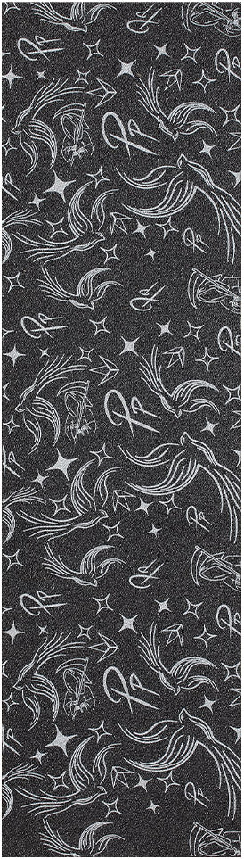 Blunt Envy AOSV6 Stunt Scooter Griptape - Jonathan Perroni Signature features a black background with a white pattern of swirling lines, stars, and abstract shapes inspired by Blunt Envy’s iconic AOSV6 style.