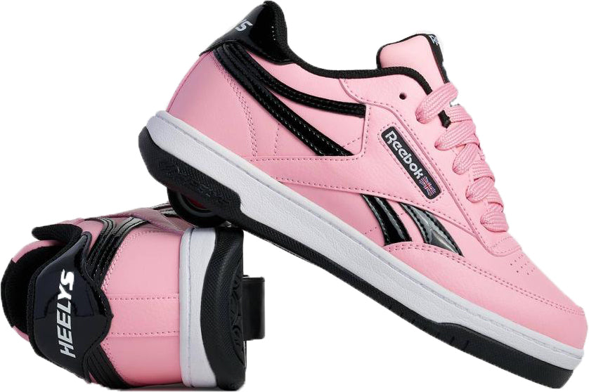 The Heelys x Reebok Club C Girls Shoes - Candy Pink / Black / White feature a wheel in the sole—an ideal addition to any girls’ shoe collection.