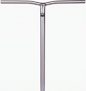 The Legacy Steeltanium Chromo Lite Oversized HIC/SCS Stunt Scooter Bars in Raw (680mm x 610mm) feature a durable chromoly steel T-bar design with a subtle center logo, compatible with HIC/SCS setups.
