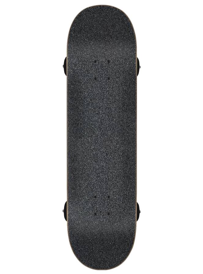 A top-down view of the Santa Cruz Screaming Hand Colour Fade Full Complete Skateboard - White / Blue 8.0″ x 31.25″ with black grip tape, rounded ends, and visible wheels—ideal for beginners.
