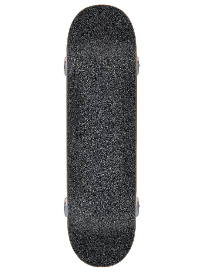 A top-down view of the Santa Cruz Big Mouth Flame Full Complete Skateboard - 8.0″ x 31.25″ showcases its textured grip tape and deck shape—perfect for beginners; wheels and trucks are not visible.