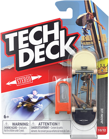 A Tech Deck 96mm M61 Fingerboard - Stereo Jason Lee in its packaging, featuring a picture of skateboarder Jason Lee and his name printed on the side.