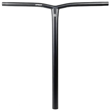 The Union Uniq Bend Steel Oversized HIC Stunt Scooter Bar in black (600mm x 580mm) features a wide T-shape, durable chromoly steel, “Union” branding at the top center, and is designed for oversized HIC setups.