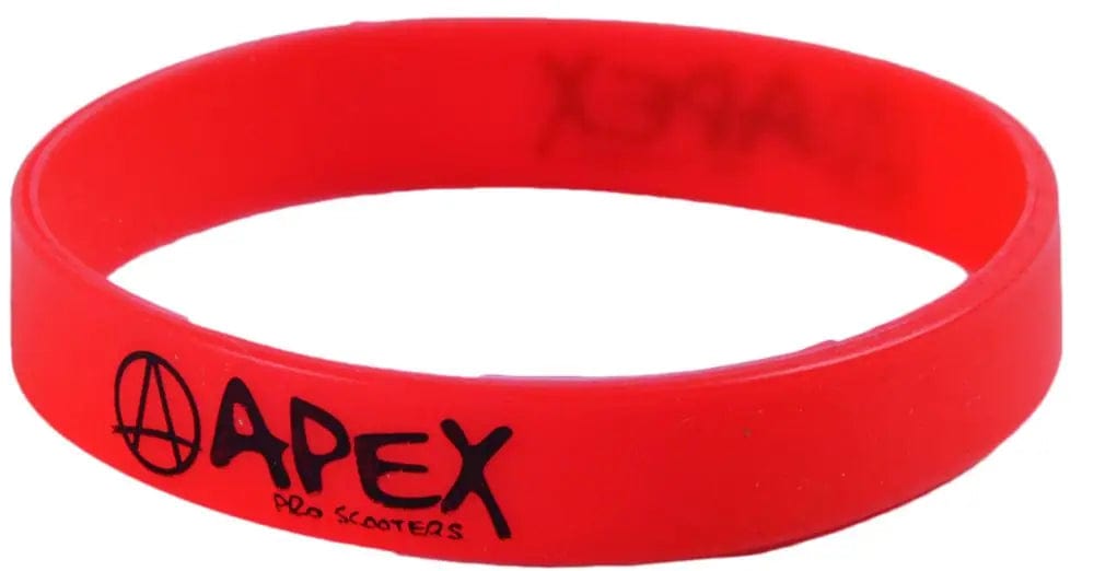 Ideal for any fan of Apex, the Apex Pro Scooters Wristband in red is a standout accessory. It showcases "APEX PRO SCOOTERS" in bold black text with a stylized "A" logo on the left. It's perfect for displaying your support and comes in an array of vibrant colors.
