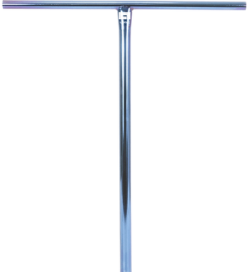 The Logic Streetz Steel Standard IHC Stunt Scooter T-Bars shine with a sleek, streamlined design made from robust 4130 Chromoly Steel, set off beautifully against a white background in its Blue Chrome finish.