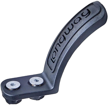 The Longway Nylon Pro Stunt Scooter Brake - Black is a durable brake for Longway scooter decks, featuring the Longway brand and includes mounting hardware.