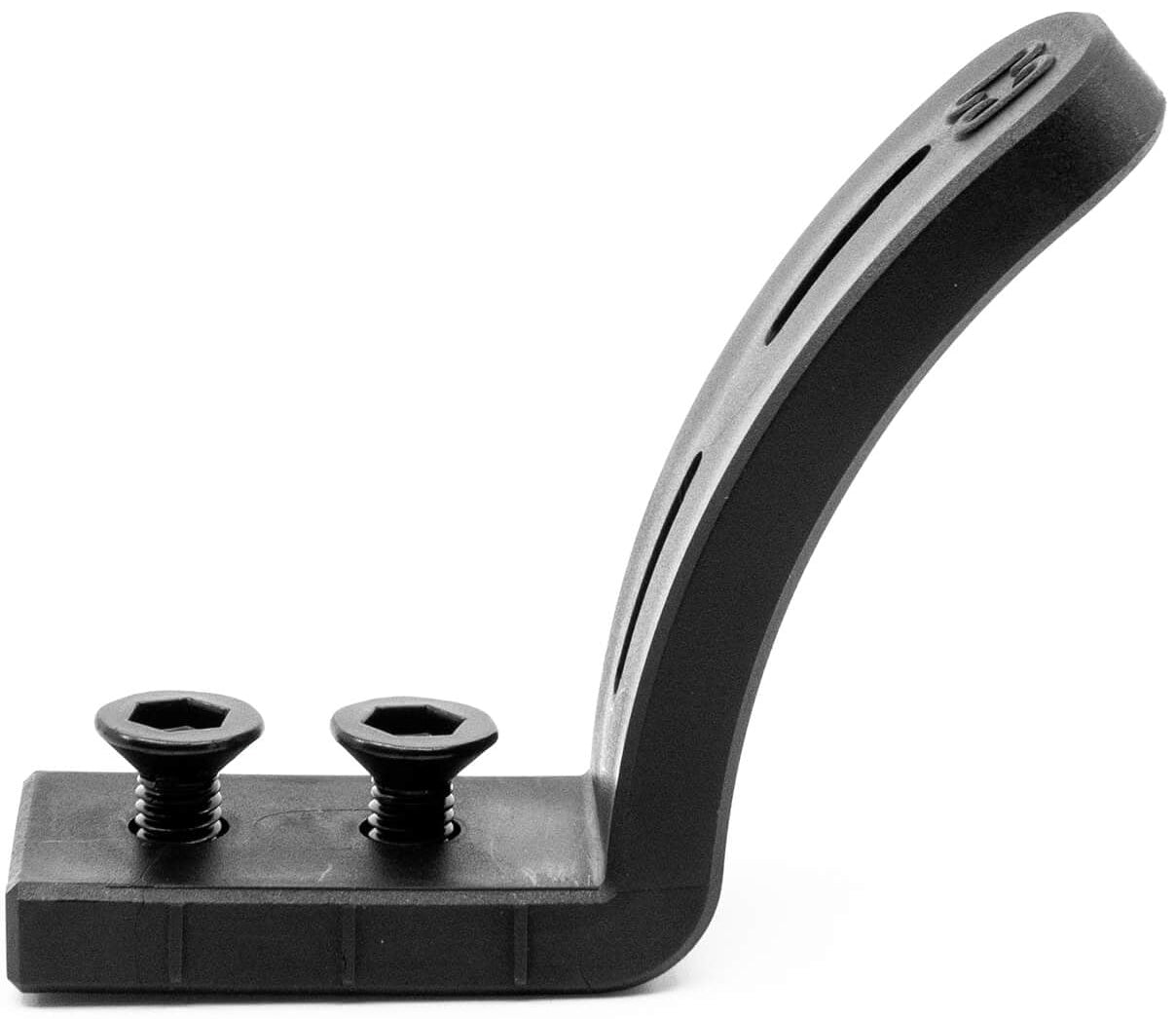 The CORE Dual Nylon Stunt Scooter Brake in black features two hex screws on a flat rectangular base with a curved arm for brake alignment—ideal for scooters with 110mm or 120mm wheels.
