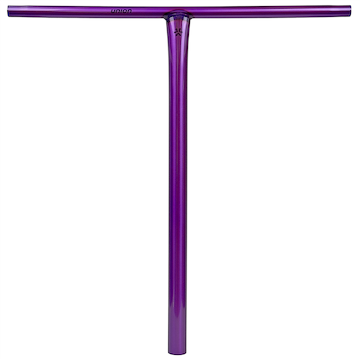 The Union Uniq T Steel Oversized HIC Stunt Scooter Bar in polished purple (650mm x 600mm) features a durable vertical bar with a top crossbar—perfect for riders seeking performance and style.