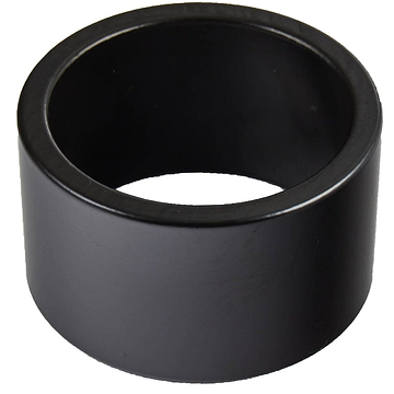 Against a white background is a black, cylindrical plastic ring from Dial 911, specifically the Dial 911 Scooter Headset Spacer - 20mm. It features smooth surfaces and a hollow center, appearing both sturdy and evenly shaped.