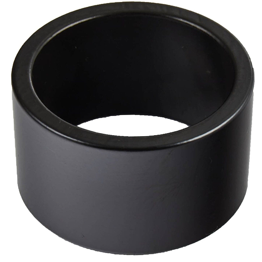 Against a white background is a black, cylindrical plastic ring from Dial 911, specifically the Dial 911 Scooter Headset Spacer - 20mm. It features smooth surfaces and a hollow center, appearing both sturdy and evenly shaped.