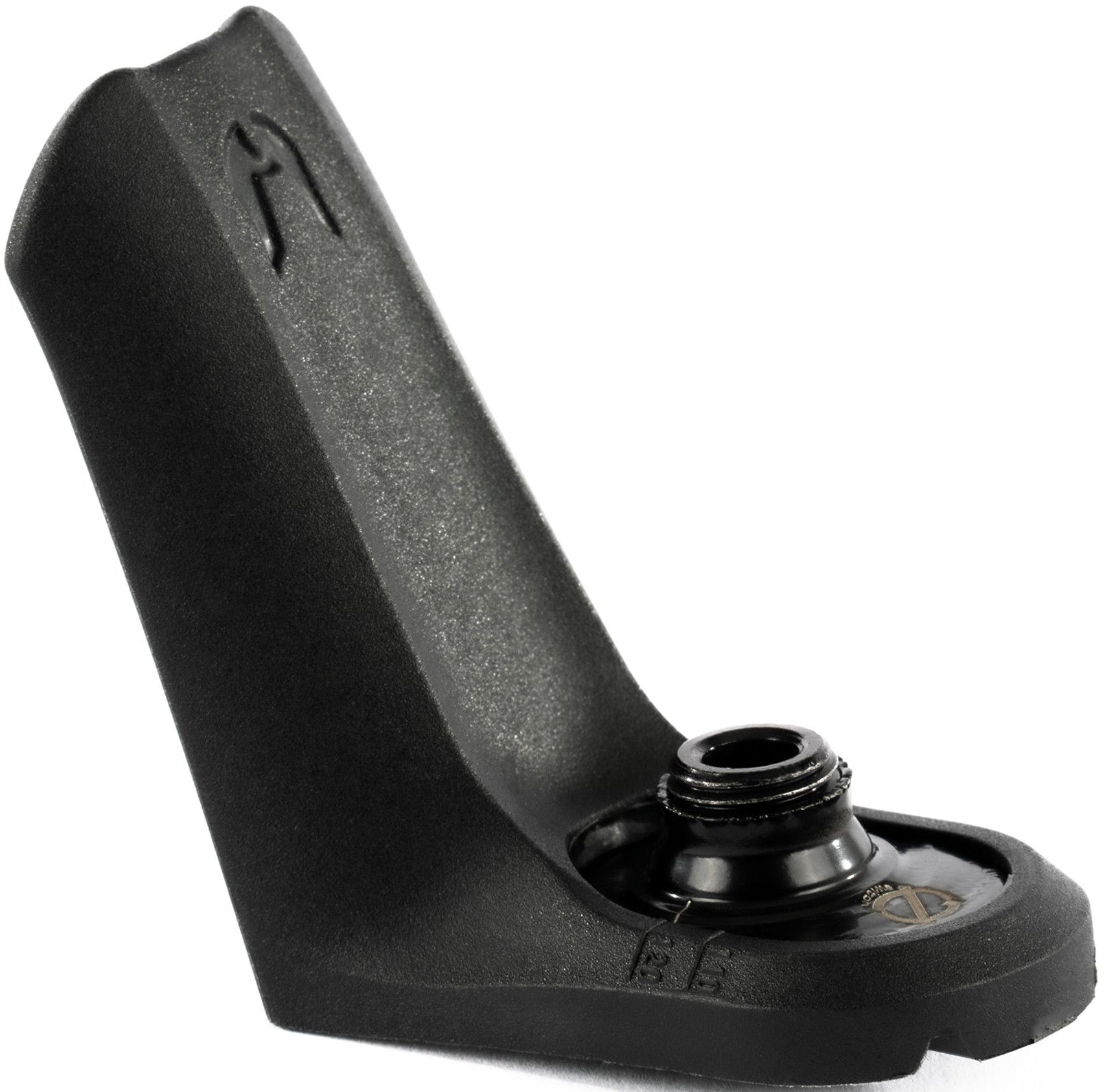 A black plastic and metal replacement cane tip with a wide, slanted base and screw attachment for stability—durable like the Ethic DTC Stunt Scooter 8 STD Fender V2 by Ethic DTC.