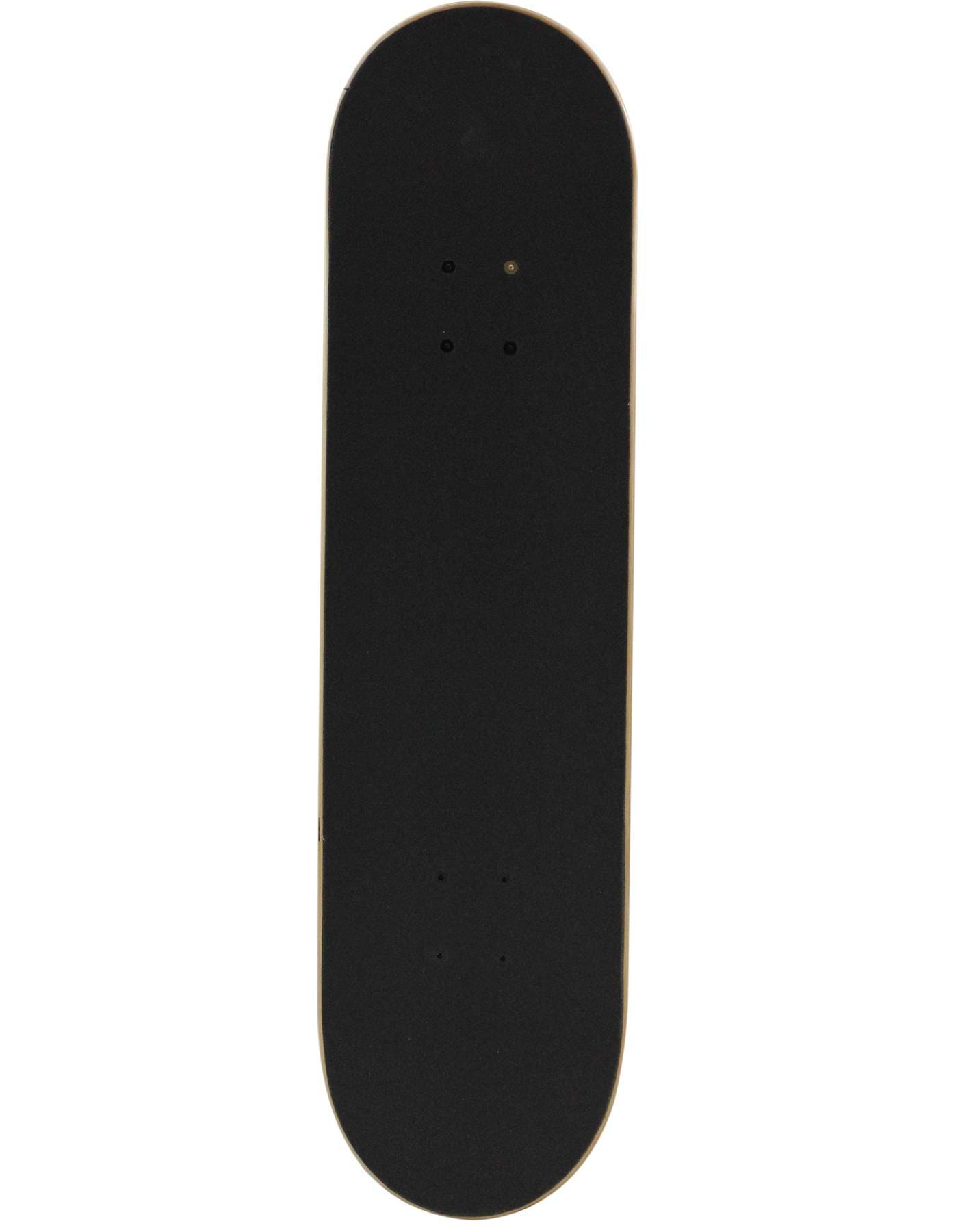 The Fracture Fade Series Purple Complete Skateboard (7.75" x 31") by Fracture features a sturdy 7-ply Canadian maple deck with grip tape, pre-drilled holes for trucks, and visible wooden edges, shown here from above.