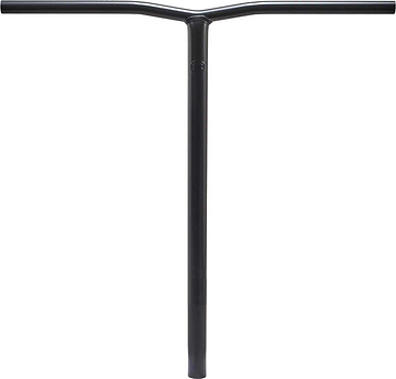 The Lucky Kink 4130 Steel Oversized SCS Stunt Scooter Bars in black, measuring 665mm, are showcased against a plain white background. Made from high-quality Chromoly steel by the renowned brand Lucky, these T-shaped bars boast a minimalistic and sturdy design with a smooth finish and central joint for seamless SCS Compression, elegantly connecting the vertical and horizontal sections.