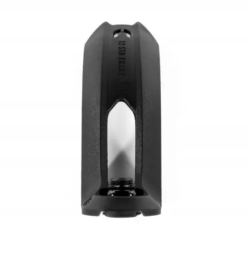 A black, cylindrical item resembling the Ethic DTC 12 STD Nylon V3 Stunt Scooter Brake is seen from a top angle against a white background.