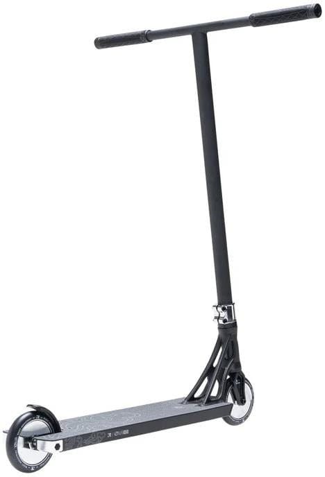 The Root Industries AIR RS V3 Complete Stunt Scooter - Black is a lightweight scooter with a T-bar handle, sturdy deck, and small wheels—ideal for tricks and freestyle riding. Perfect for mastering new stunts.