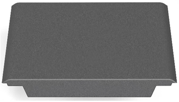 A rectangular, flat, dark gray metal ingot with slightly curved edges and a smooth surface is shown against a white background—perfect as the CORE Mini Funbox Connector by CORE for ramp setups or driveway use.