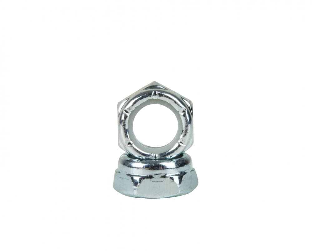A Sushi Skateboard Kingpin Nut from the pair set gleams against a plain white background, representing the ideal skateboard accessory for any enthusiast.
