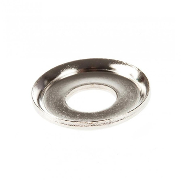 A close-up of a conical Sushi Skateboard Kingpin Single Washer - Top by Sushi, showcasing its smooth, reflective surface. The washer is circular with a hole in the center, elegantly displayed on a plain white background.