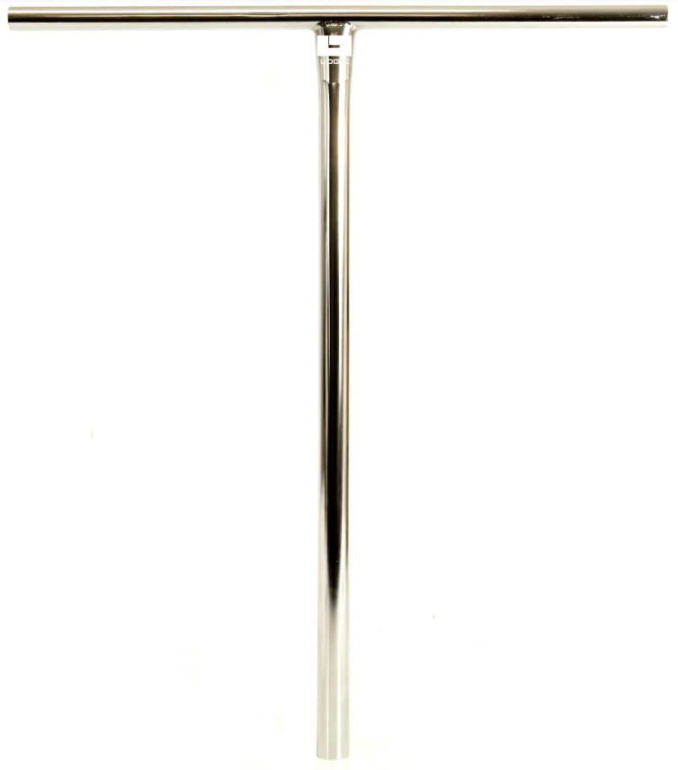 Presenting the Logic Streetz Steel Oversized HIC Stunt Scooter T-Bars, skillfully forged from robust 4130 Chromoly Steel. These chrome-finished T-bars feature a shorter horizontal section with a sleek and reflective surface, ensuring both style and strength. Designed for adaptability, they are perfectly suited for HIC SCS adapters and displayed against a simple white backdrop.