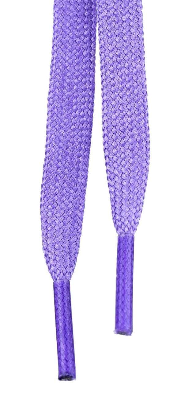 Close-up of two Moxi Beach Bunny 274cm Skate Laces in vibrant purple by Moxi, showcasing a braided texture, set against a white background. The tips of these vivid laces are clearly visible.
