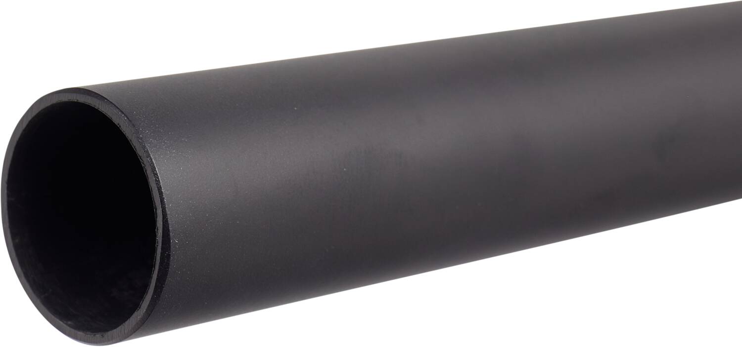 A sleek, cylindrical black metal scooter bar, made by Native from heat-treated Chromoly with a hollow interior. The bar extends diagonally across the white background, stretching from the bottom left to the top right of the image, and is identified as the Native Stem Steel Standard SCS Stunt Scooter Bars in a 510mm x 559mm size.