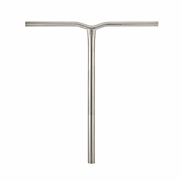 A sleek raw Y-shaped metal handlebar, crafted from premium titanium, showcases a smooth finish. Set against a plain white background, it embodies the elegance of Drone Parallax Titanium HIC Stunt Scooter components.