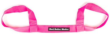 The Moxi Roller Skate Leash in vibrant pink, featuring two loops on each end and a stitched "Moxi Roller Skates" label in the center, is the ideal accessory for all skates.