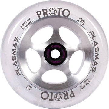 A close-up of the Proto Plasma 110mm Stunt Scooter Wheel - Starlight highlights the precision engineering that enhances durability and performance.