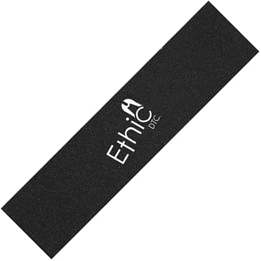 A black nail file with the words "Ethnic DTC" printed in white, designed for enhanced grip inspired by the Ethic DTC Big Coarss Stunt Scooter Griptape.