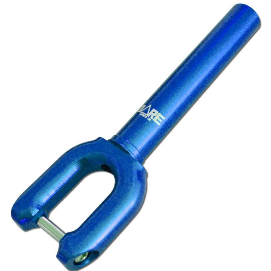 The Dare SMX SCS/HIC Stunt Scooter Forks in blue, made with anodized 6061-T6 aluminum, boast a cylindrical handle and a U-shaped yoke at one end, reflecting the precision of professional automotive tools.