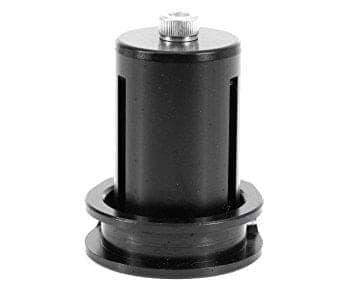 A sleek black Apex Mono Lite 1 Bolt Oversized Stunt Scooter Clamp & HIC Kit features a matte finish, accented with vertical slits and topped with a metallic cap. Its cylindrical shape is completed with a flange at the base for a lightweight and stylish design.