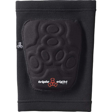 The Triple 8 Covert Knee Skate Protection Pads in Black, by Triple 8, feature a smooth black design with textured padding and the classic "triple eight" logo in white and red. These pads provide knee protection with an ergonomic, flexible, and non-restrictive fit for exceptional comfort during any adventure.