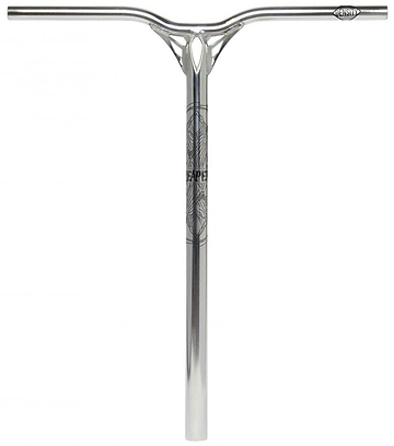 A stylish chrome stunt scooter bar with a Y-shaped design and understated geometric patterns at the center. The brand "Blunt Envy" stands out on the front, offering IHC compression for peak performance.