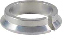 A Dial 911 Standard Scooter Compression Ring, featuring a metallic finish with a sleek design and a small notch on one side, similar to the components seen in SCS forks, set against a plain white background.
