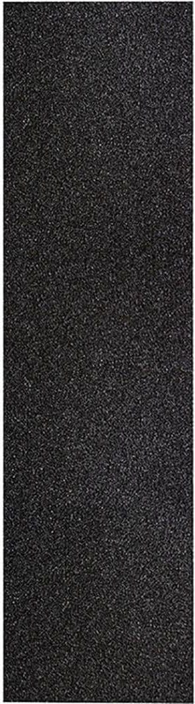 The Jessup Ultragrip 10" Skateboard Griptape - Black is a rectangular strip with a coarse, gritty texture, ideal for skateboard decks to enhance traction. Its sandpaper-like surface is perfect for grip-art enthusiasts looking to customize their boards.