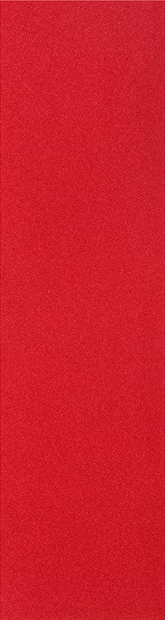 A bold and smooth-textured Jessup Original 9" Skateboard Griptape in Panic Red is displayed vertically, showcasing its premium appeal.