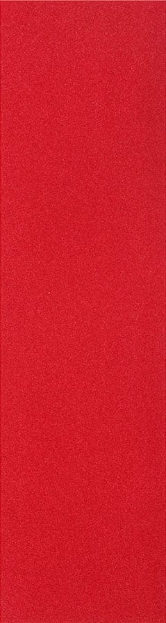 A bold and smooth-textured Jessup Original 9" Skateboard Griptape in Panic Red is displayed vertically, showcasing its premium appeal.