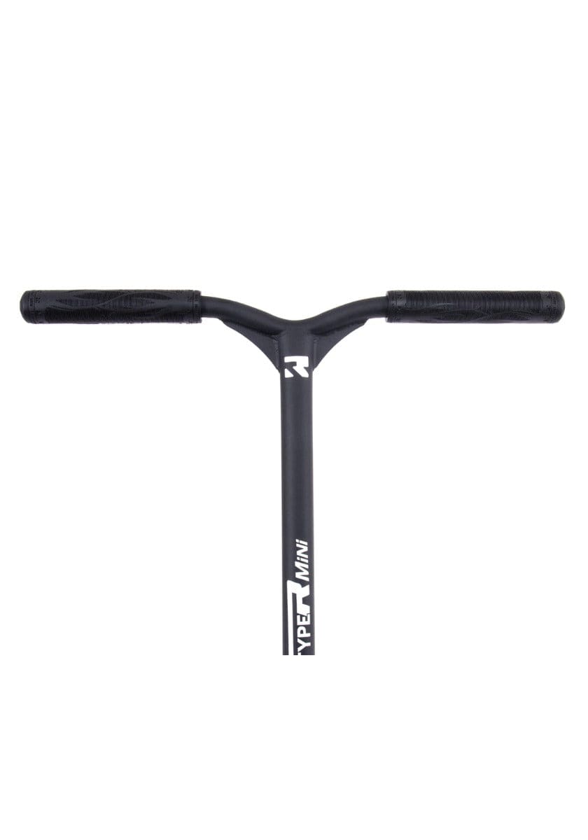 Close-up of the black handlebar from the Root Industries Type R MINI Complete Stunt Scooter - Rocket Fuel Neochrome.