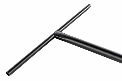 Ethic presents the Ethic DTC Tenacity V2 Steel Oversized HIC Stunt Scooter T-Bars in Black, sized at 720mm x 600mm. Made from durable steel, this black T-shaped handlebar boasts a sleek, minimalist design. The lightweight bar is displayed from an angled perspective against a crisp white background.