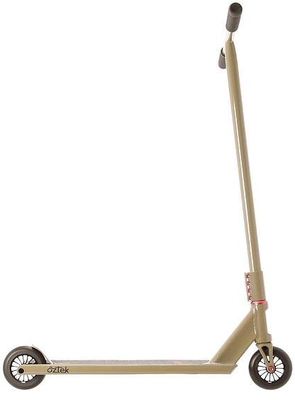 The Aztek Siren Complete Street Stunt Scooter in Zircon Sand features two small black wheels, a narrow deck, and tall handlebars, displayed against a white background.