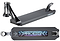 The Blunt Envy Prodigy XS Black Stunt Scooter Deck features a sleek, futuristic design with a minimalist black top and an underside embellished with a vibrant geometric pattern and the word "PRDGY" prominently displayed, making it ideal for those looking for premium aftermarket parts from Blunt Envy.