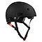 The CORE Street Skate/Scooter Helmet in Stealth Black by CORE features a sleek design with ventilation holes and a red adjustable chin strap, providing both comfort and style. Set against a white background, its sturdy build is emphasized, further enhanced by Lux Pads for extra protection during cycling or skateboarding excursions.