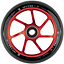 Ethic’s Incube V2 110mm Stunt Scooter Wheel in red features bold red and black styling with “INCUBE-II” and the specifications “110x24 - 88A” printed along the edge. This wheel includes a central bearing and eight slim red spokes, combining durability with striking design.