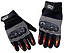 The Revvi Long Finger Tech Kids Bike Knuckle Protection Gloves in black feature padded GO-SHOCK palms, reinforced knuckles, and red accents—perfect for motorcycling or biking, and ideal for smaller hands.