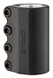 The Drone Contrast 3 Black Stunt Scooter Clamp is sleek and cylindrical, featuring four robust bolts and the "DRONE" engraving. This oversized SCS clamp ensures durability and precision with its cutting-edge design.