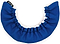 The SFR Ice Skate Blade Soakers in blue are fabric sleeves with elastic edges for covering ice skate blades. They feature absorbent microfiber for moisture protection, gathered material along the inner curve, and a small black tag with white text.