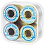 The Bronson Speed Co. Chris Cookie Colbourn Pro G3 Skateboard Bearings come in an 8-pack, held in a clear case with blue and gold accents, showcasing the quality favored by skaters like Chris Cookie Colbourn.
